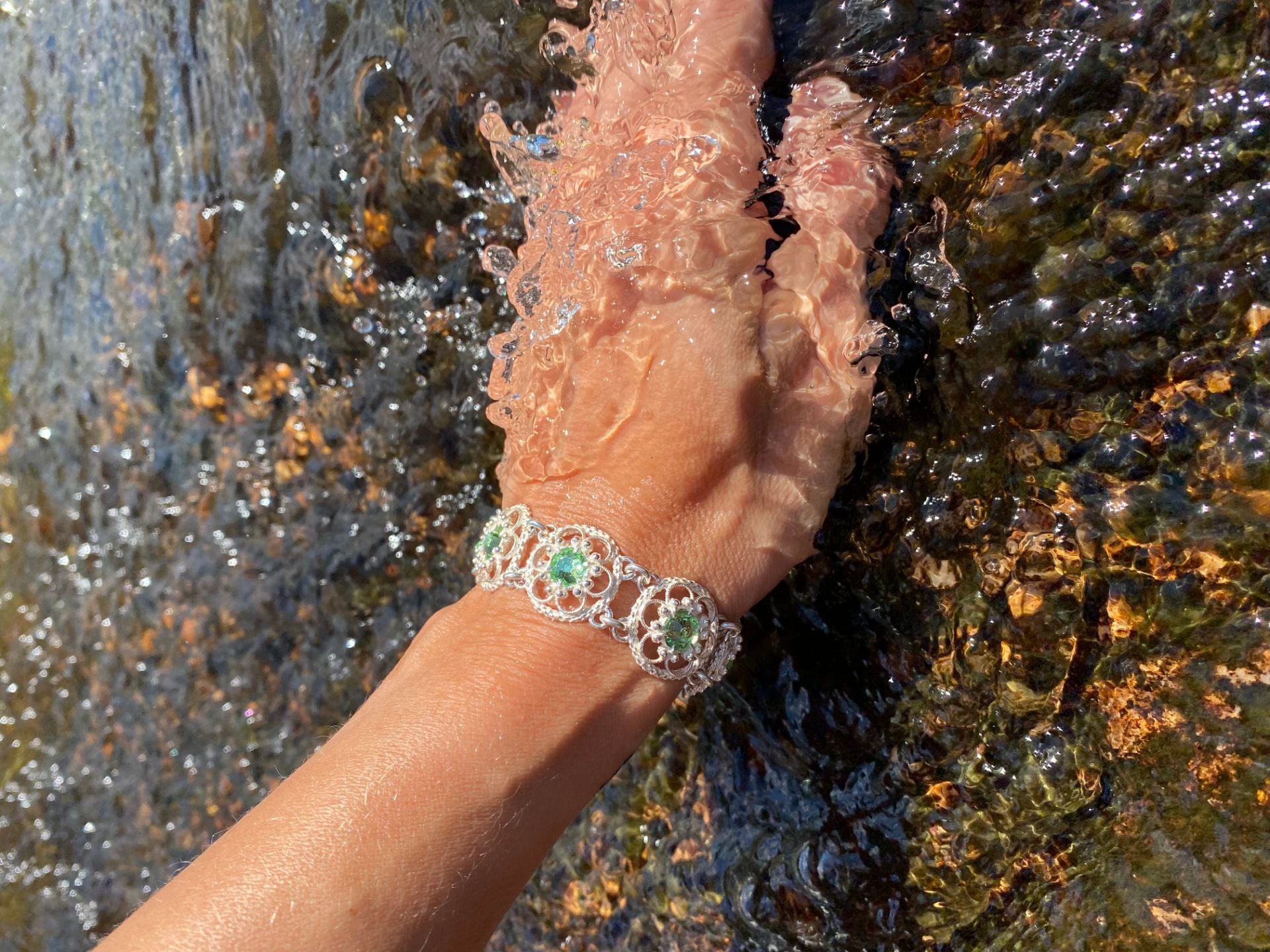 Nostalgi armband med krystall, sølv