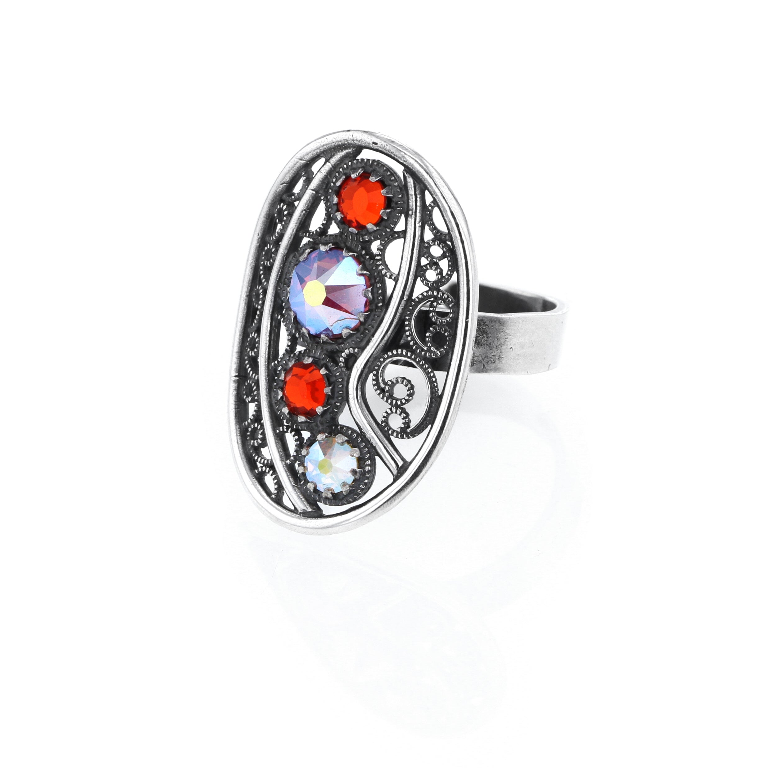 Aurora ring med krystall, oksidert