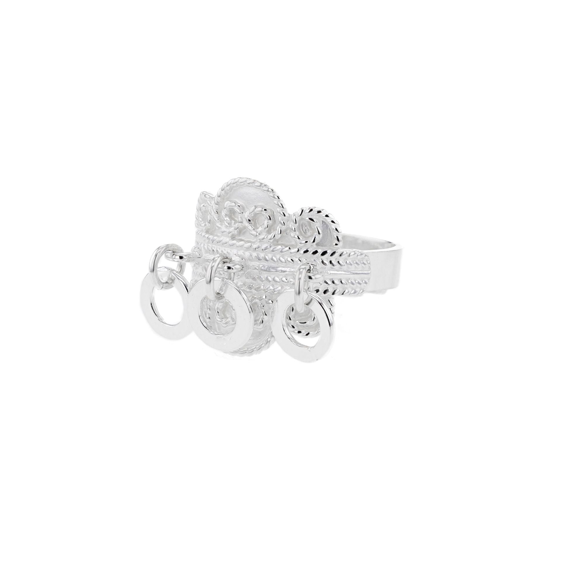 Filigransring med ringlauv, sølv