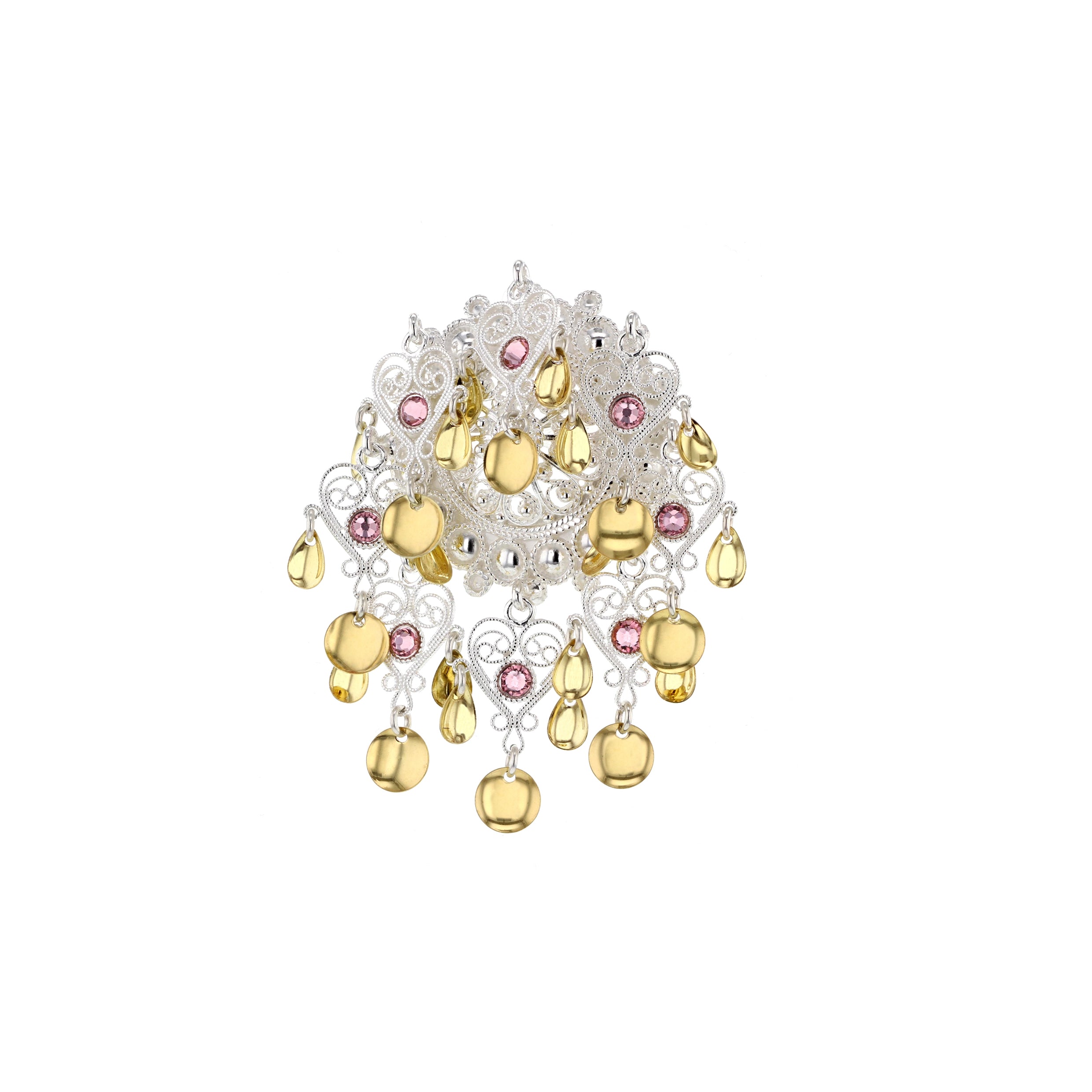 Sølje med hjarteheng og krystall, sølv/forgylt