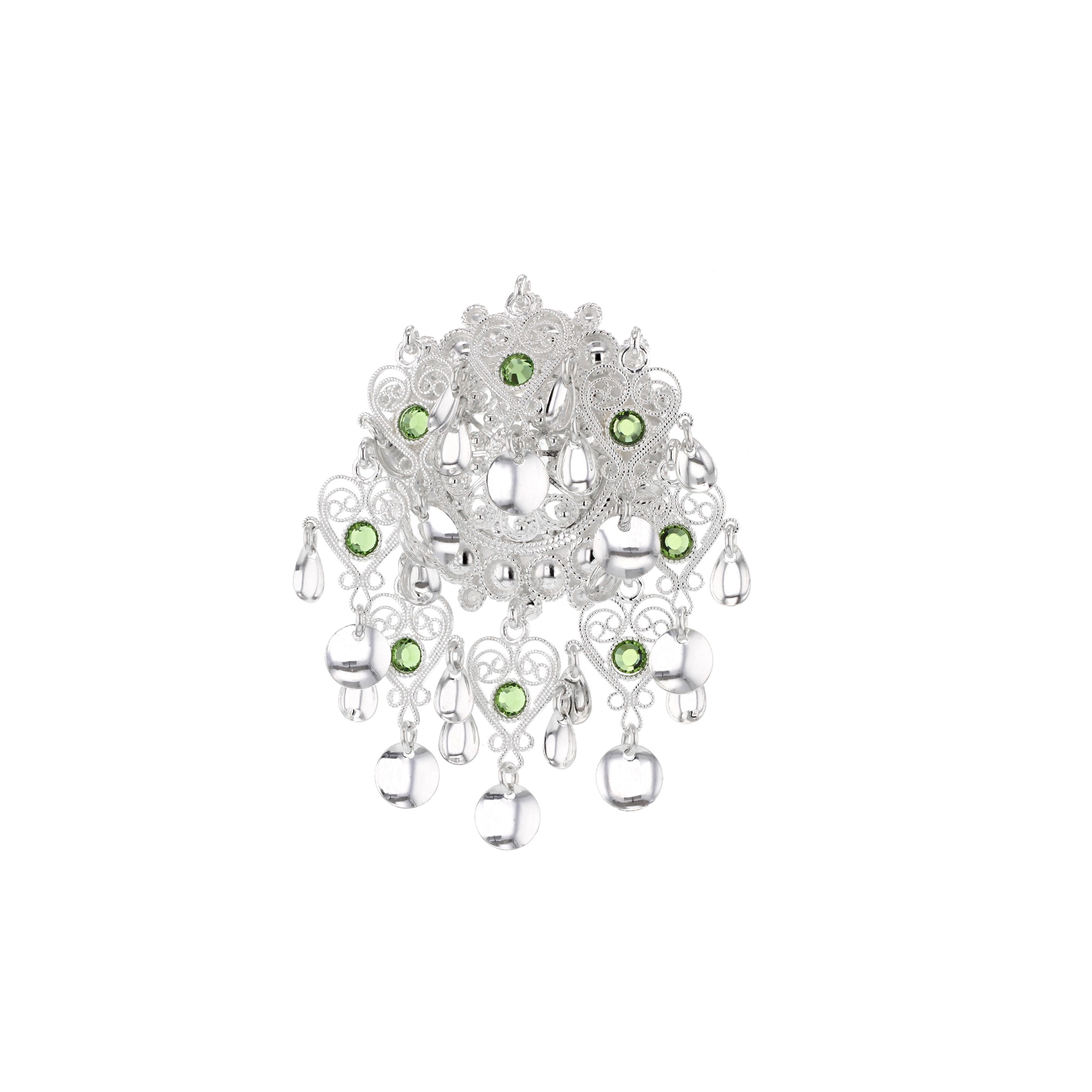 Sølje med hjarteheng og krystall, sølv