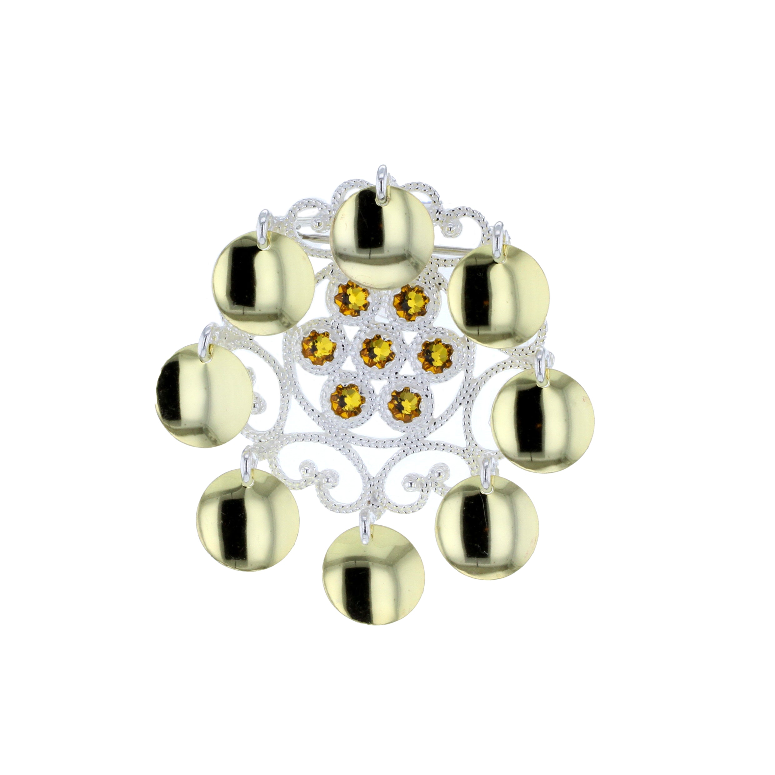 Sølje med lauv og krystall, sølv/forgylt