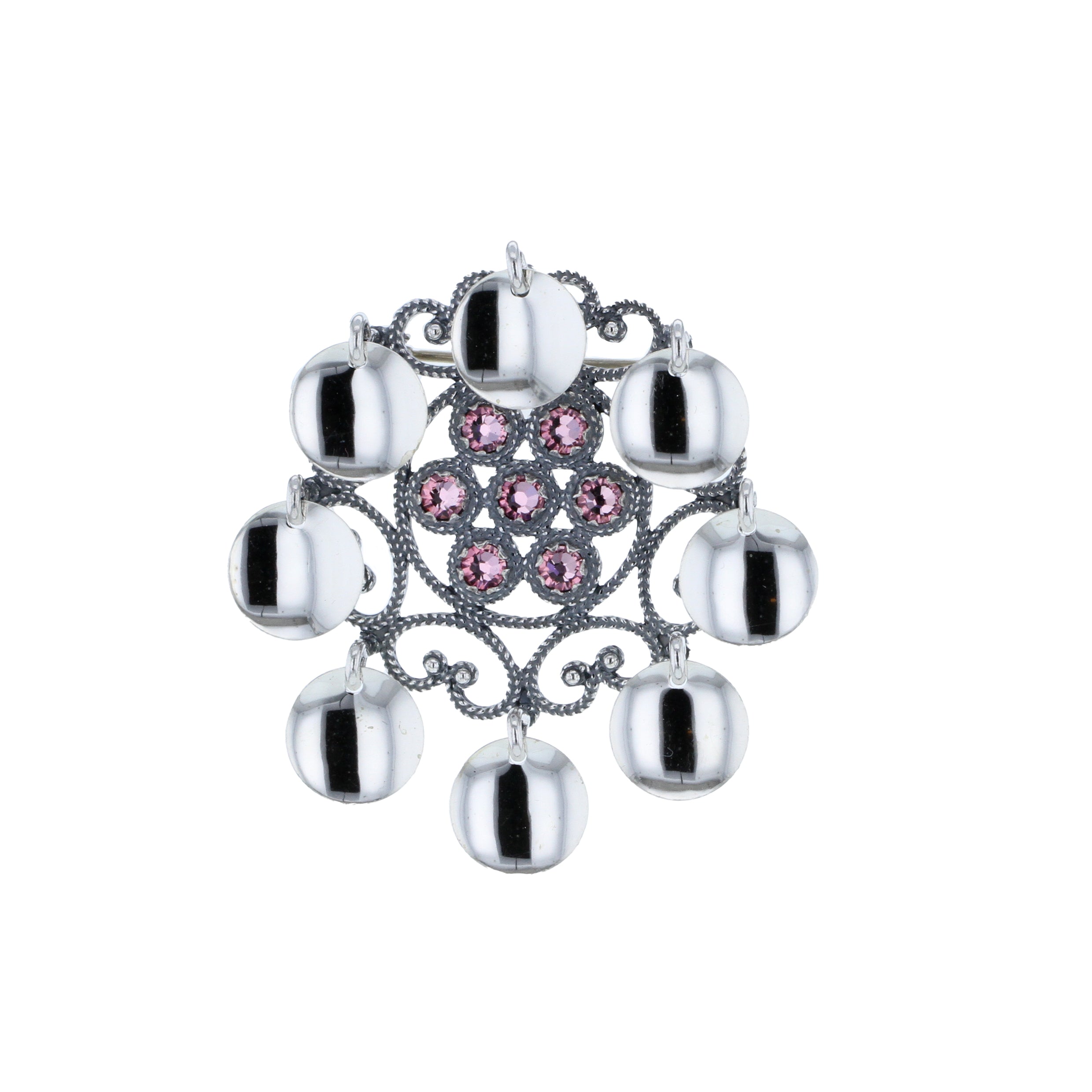 Sølje med lauv og krystall, oksidert/sølv