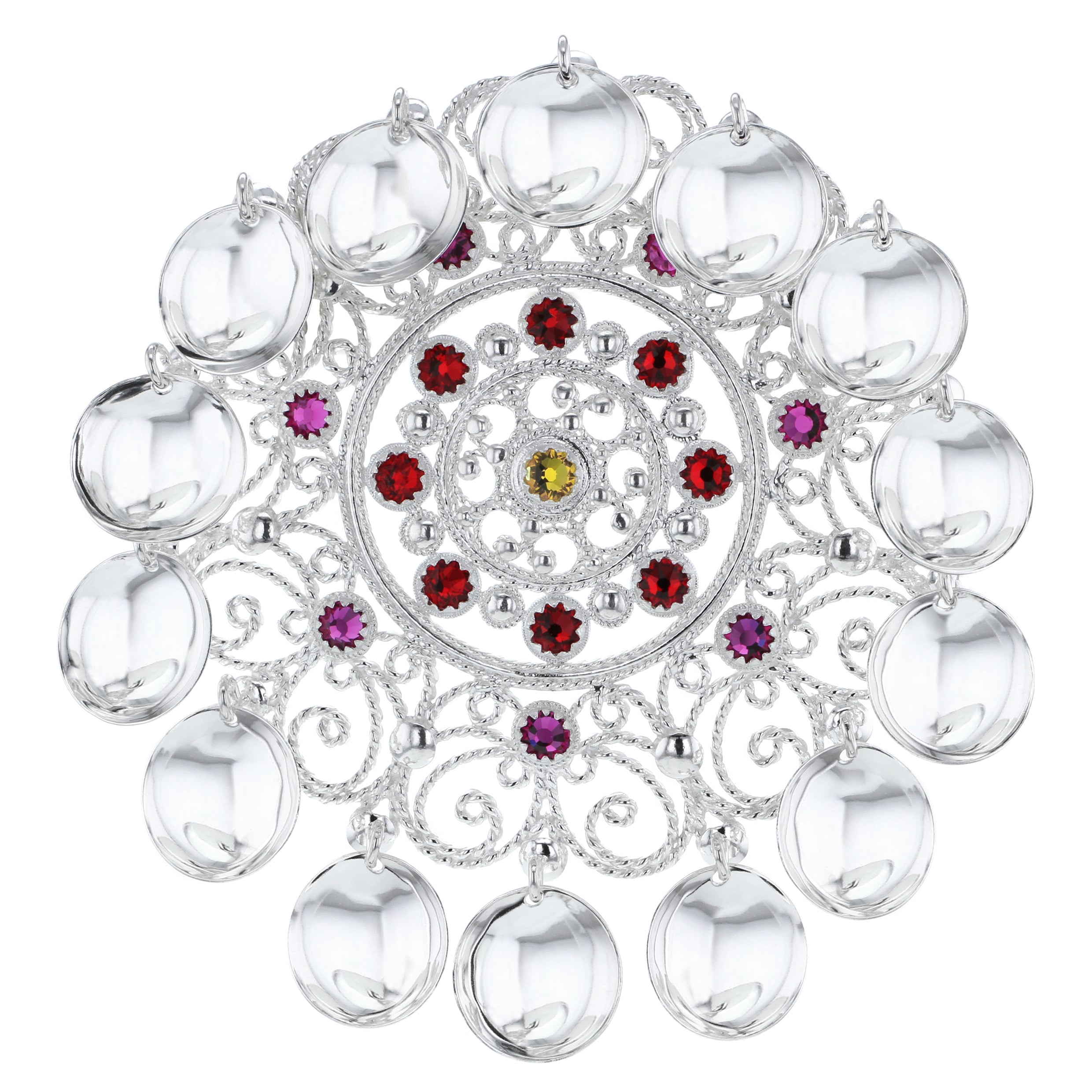 Stor rosesølje med lauv og krystall, sølv