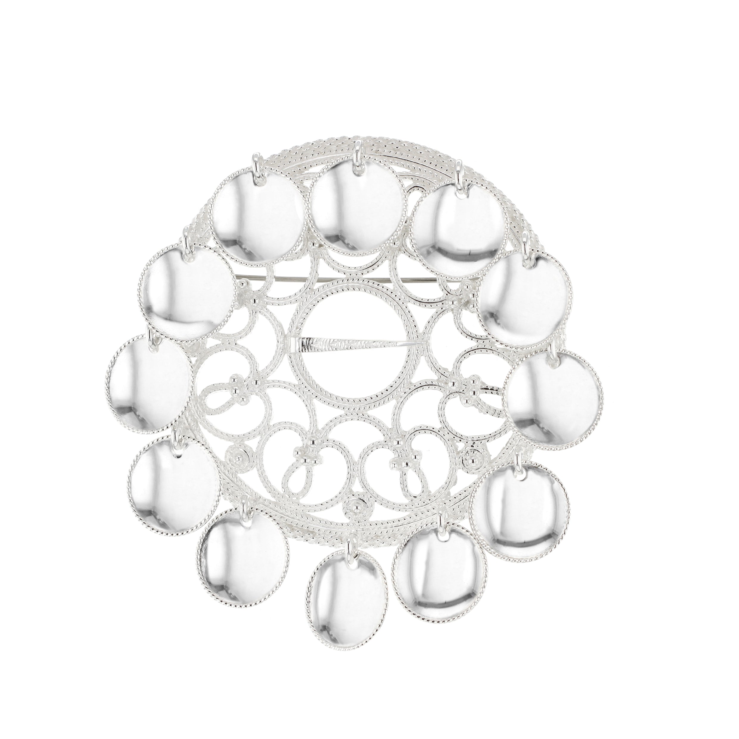 Stor rosesølje med lauv, sølv