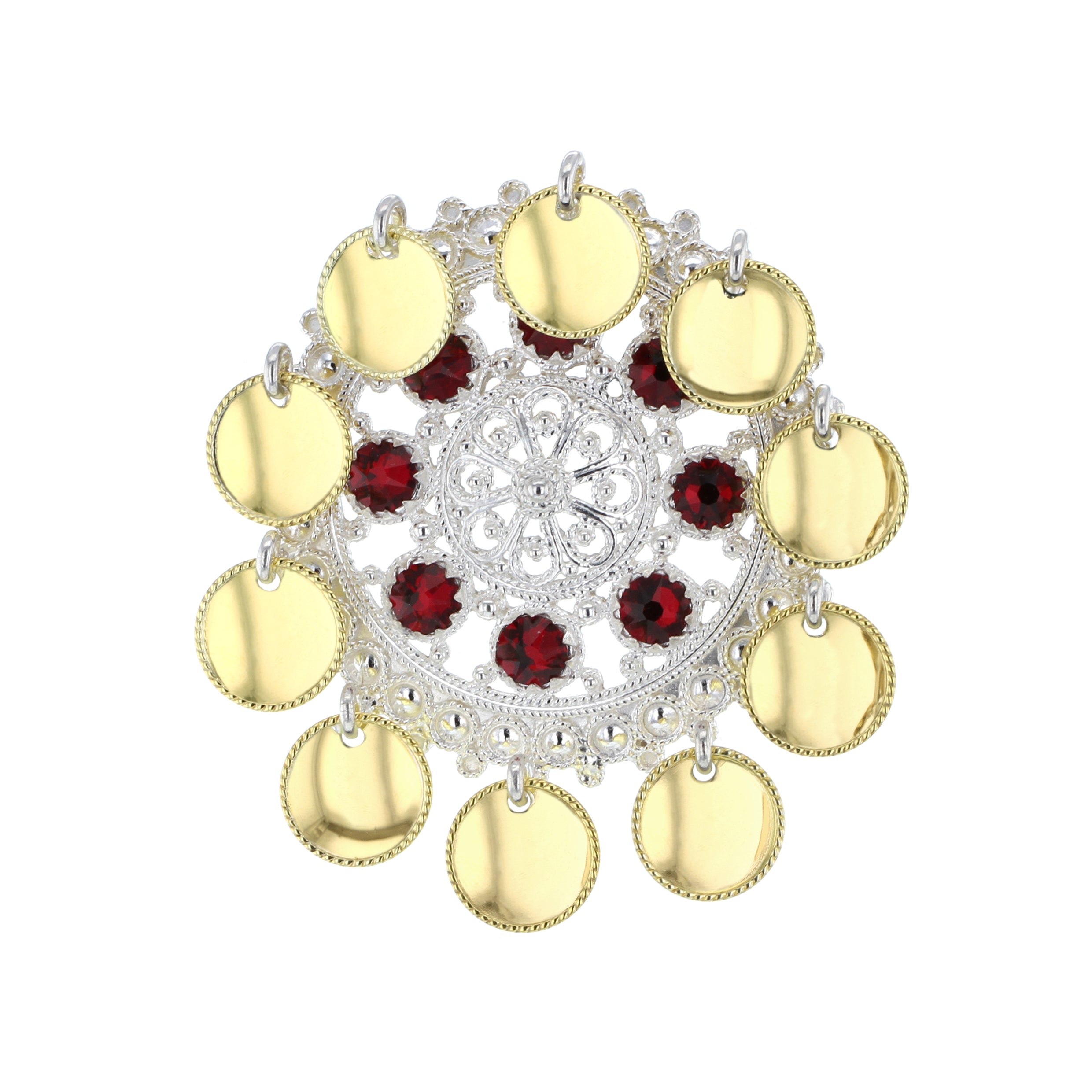 Sølje med lauv og krystall, sølv/forgylt