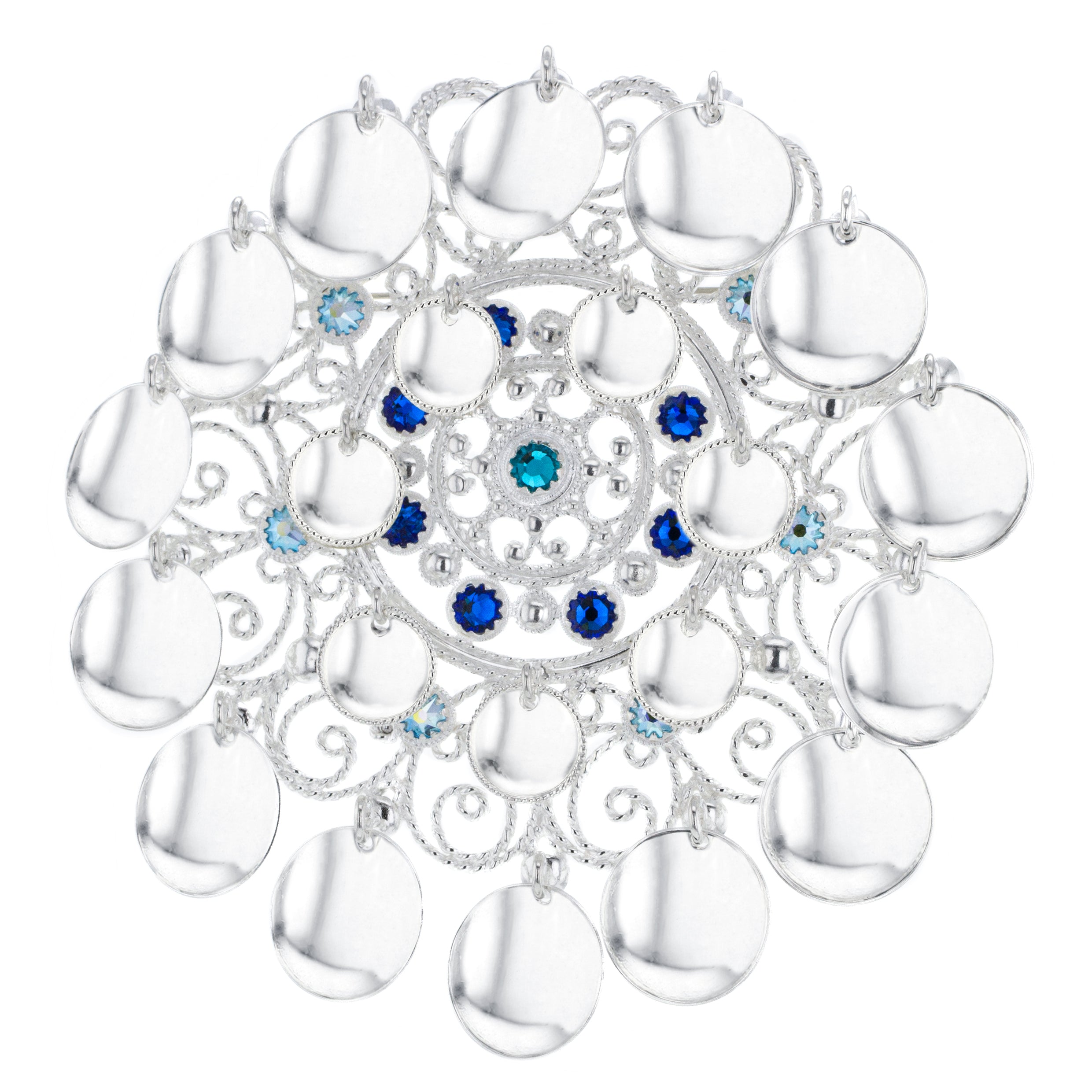 Stor rosesølje med lauv og krystall, sølv