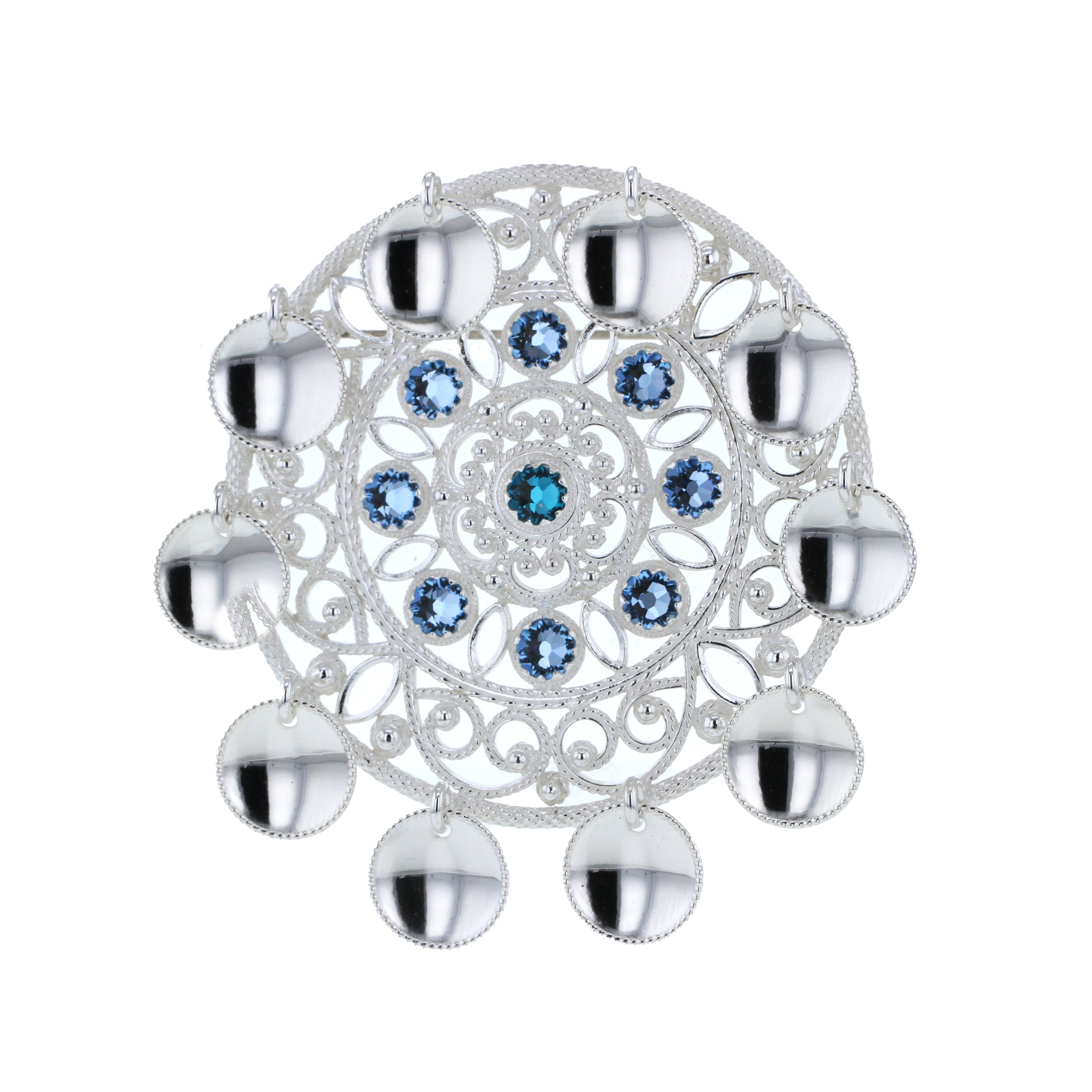 Nyhet - Fjellrosa sølje med lauv og krystall, sølv