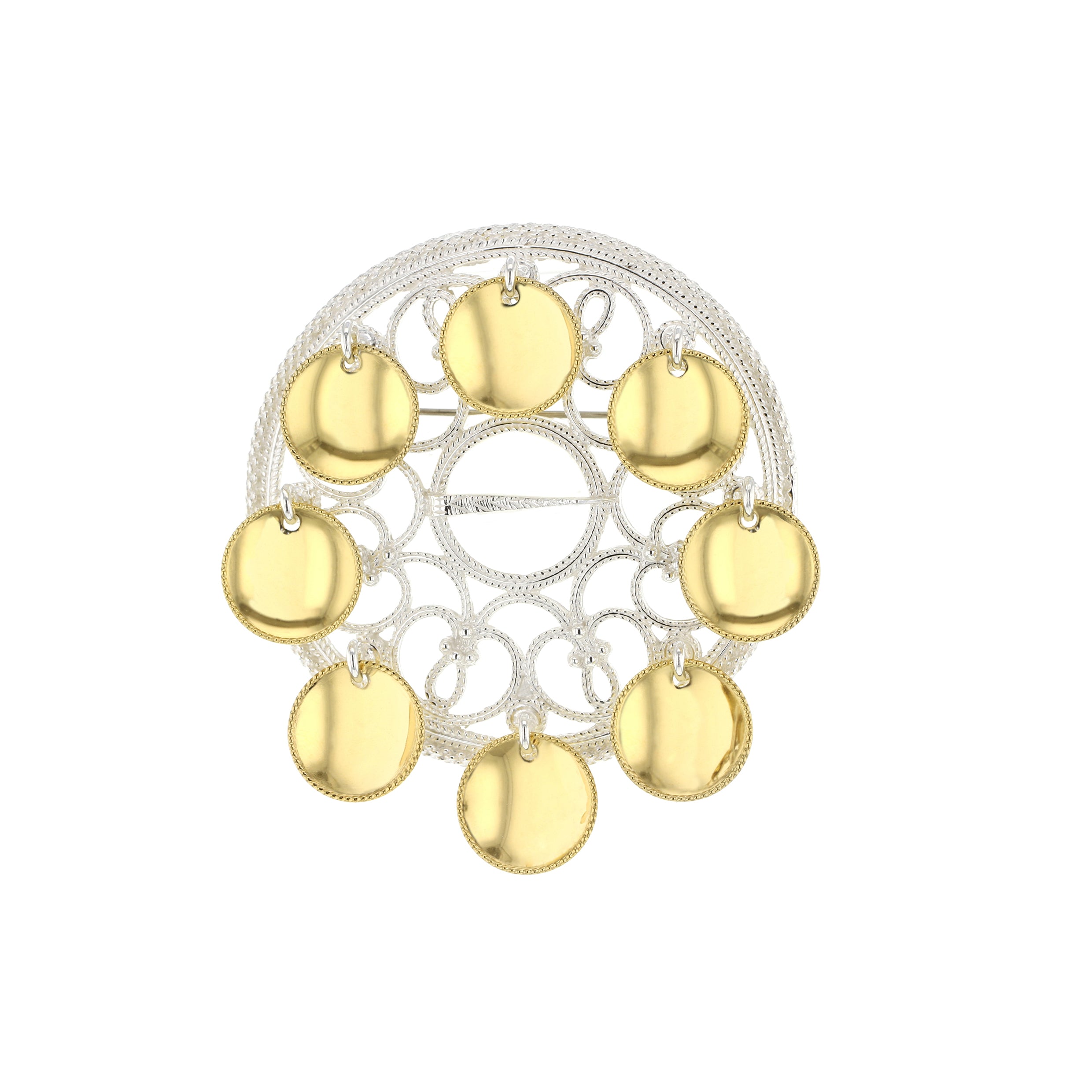 Stor rosesølje med lauv, sølv/forgylt