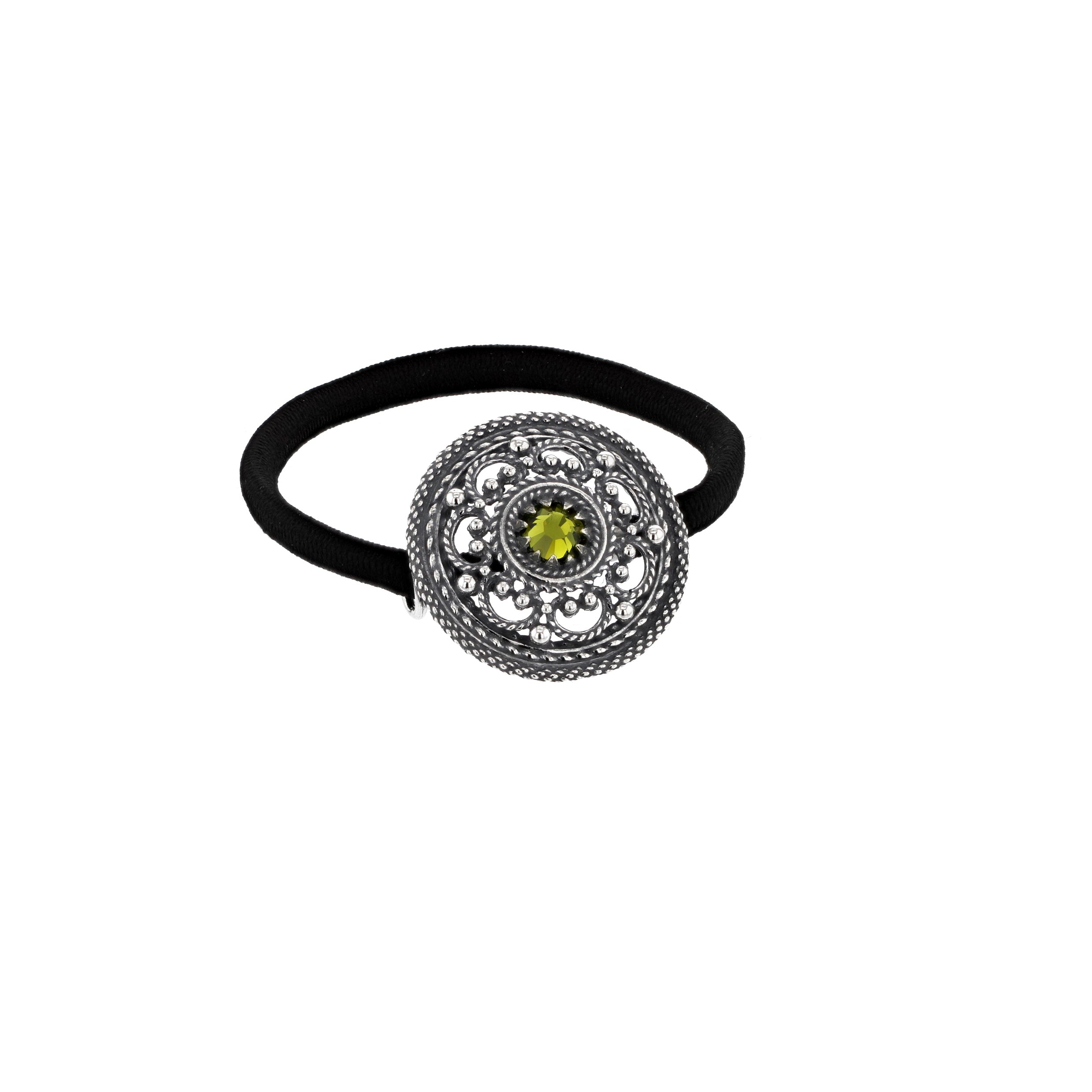 Hårstrikk med krystall, oksidert