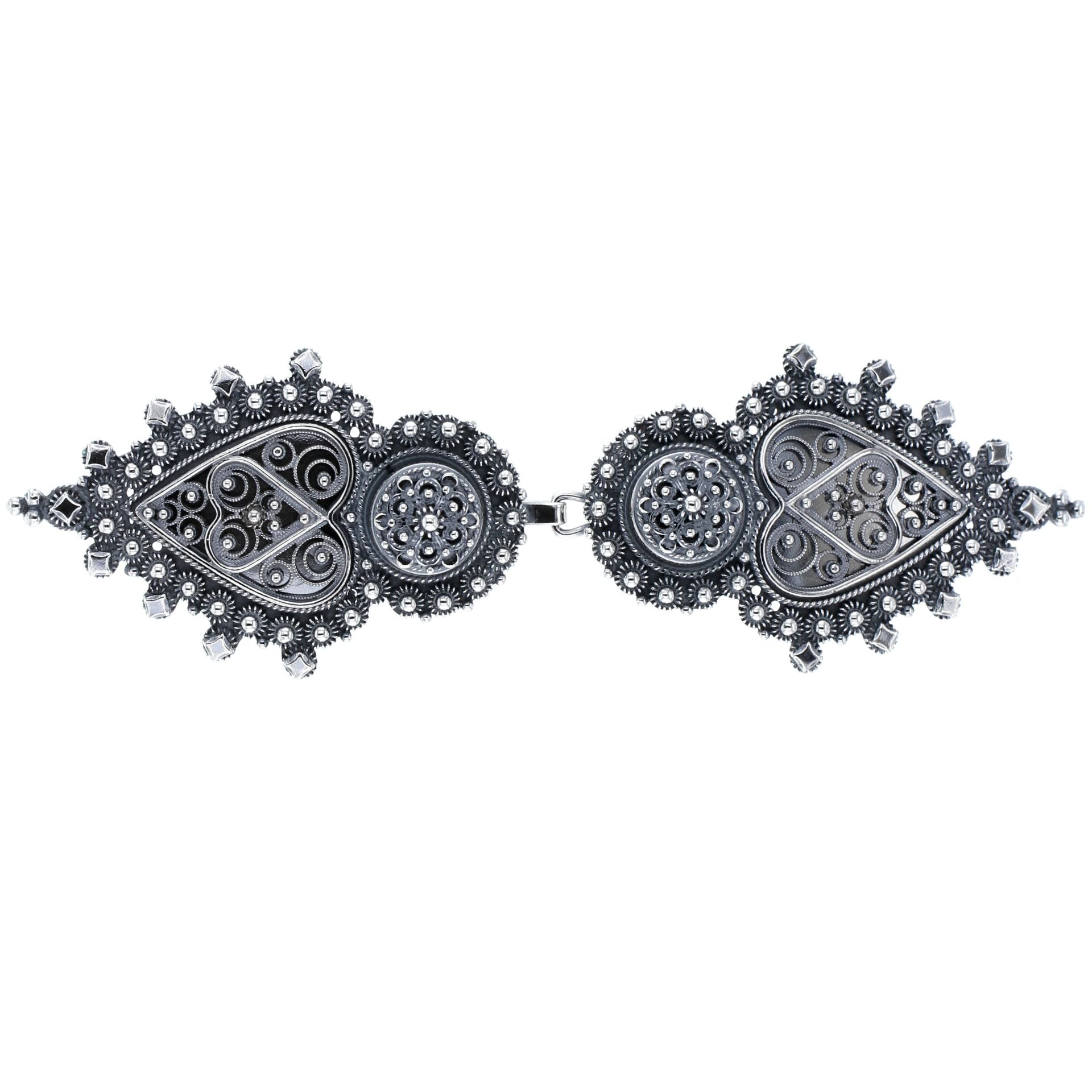 Stor filigranspenne med nål, oksidert