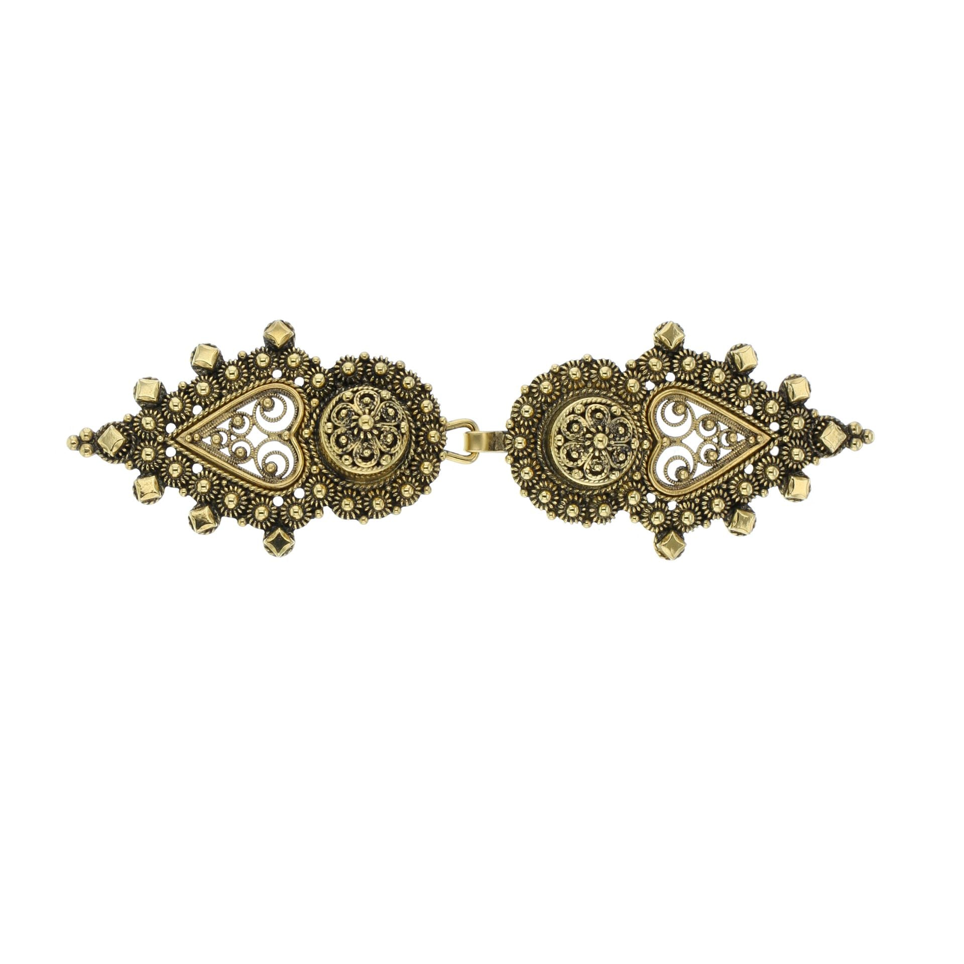 Liten filigranspenne med nål, antikkforgylt sølv