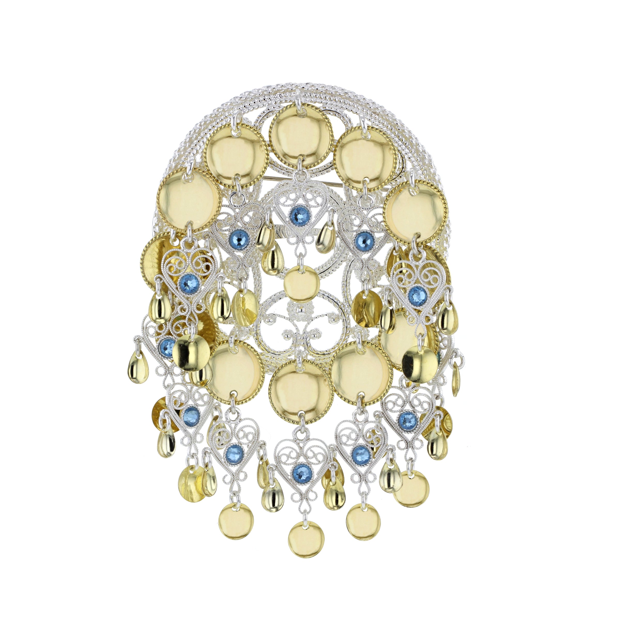 Rosesølje med heng og krystall, forgylt/sølv