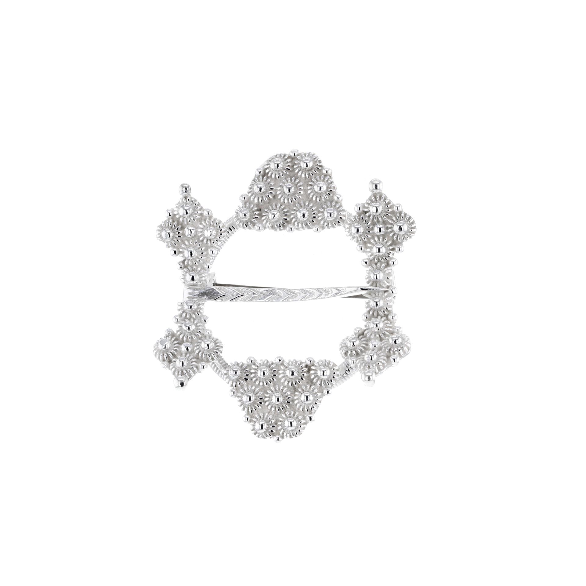 Hornring filigran med nål, sølv