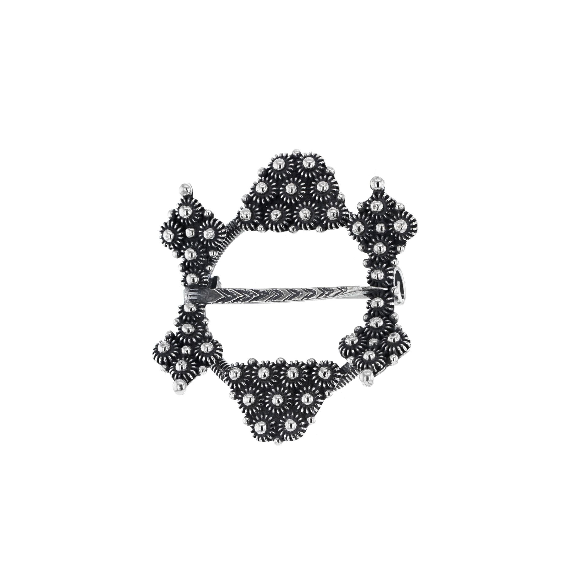 Hornring filigran med nål, oksidert