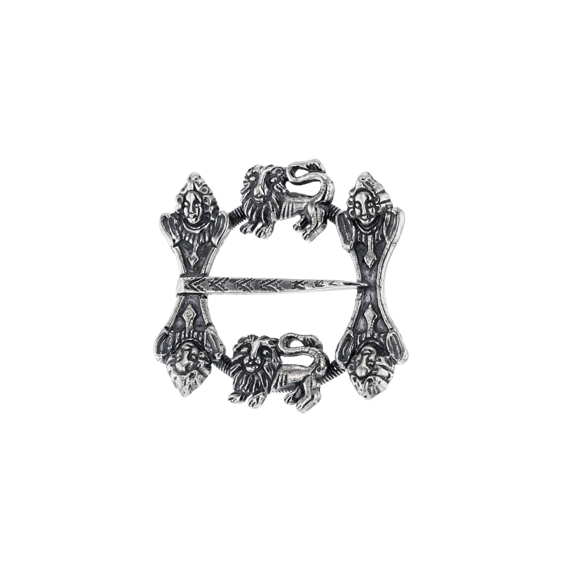 Hornring løve, oksidert sølv