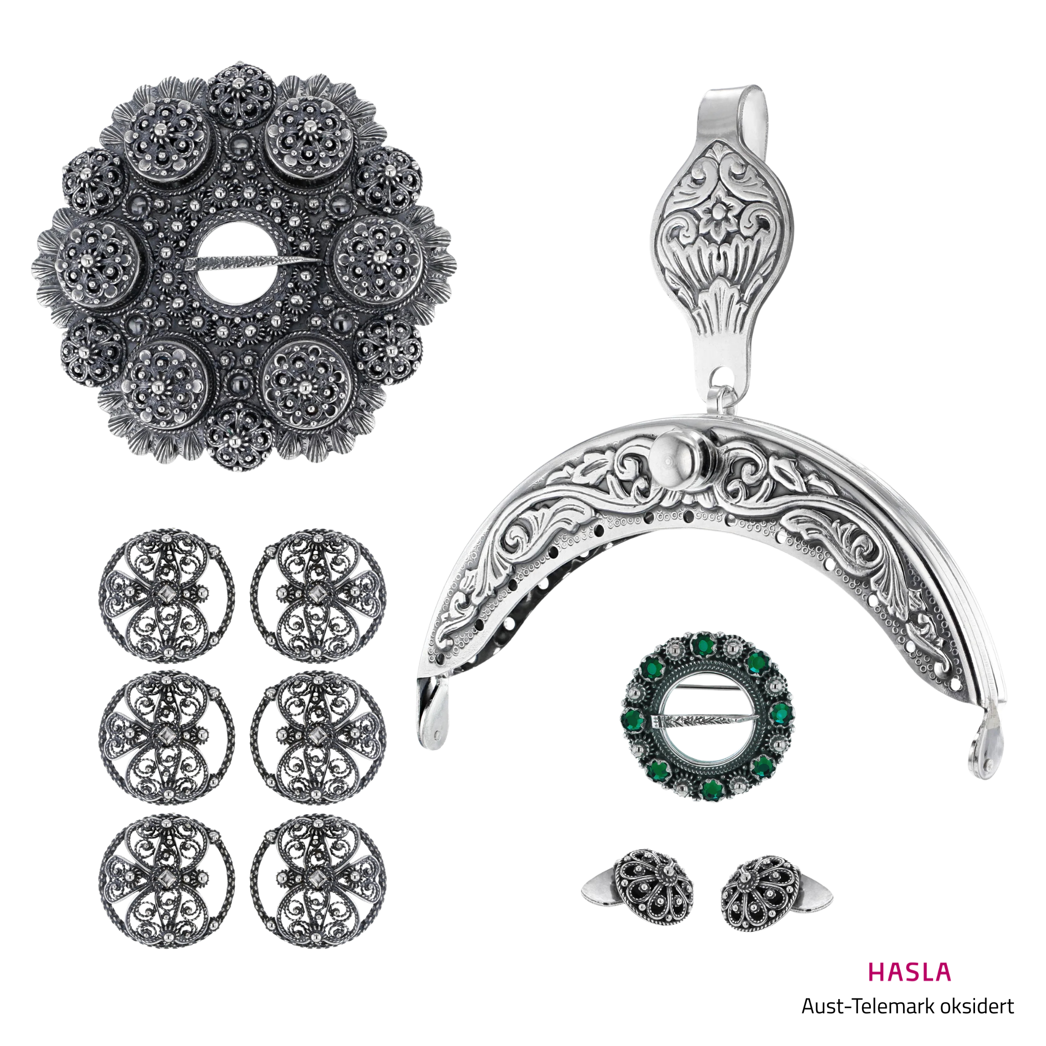 Bunadsølvpakke Aust-Telemark, oksidert