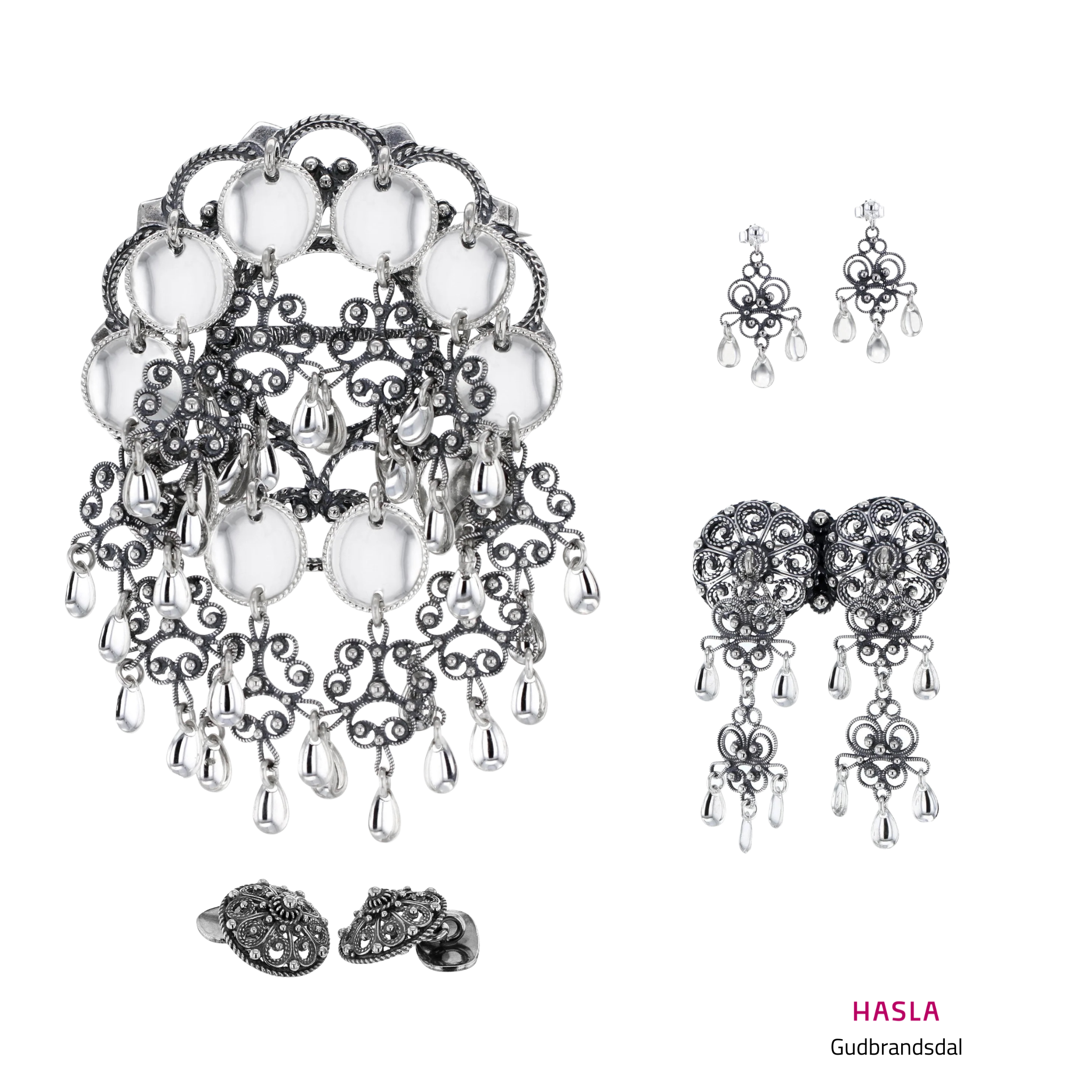 Bunadsølvpakke Gudbrandsdal, oksidert/sølv