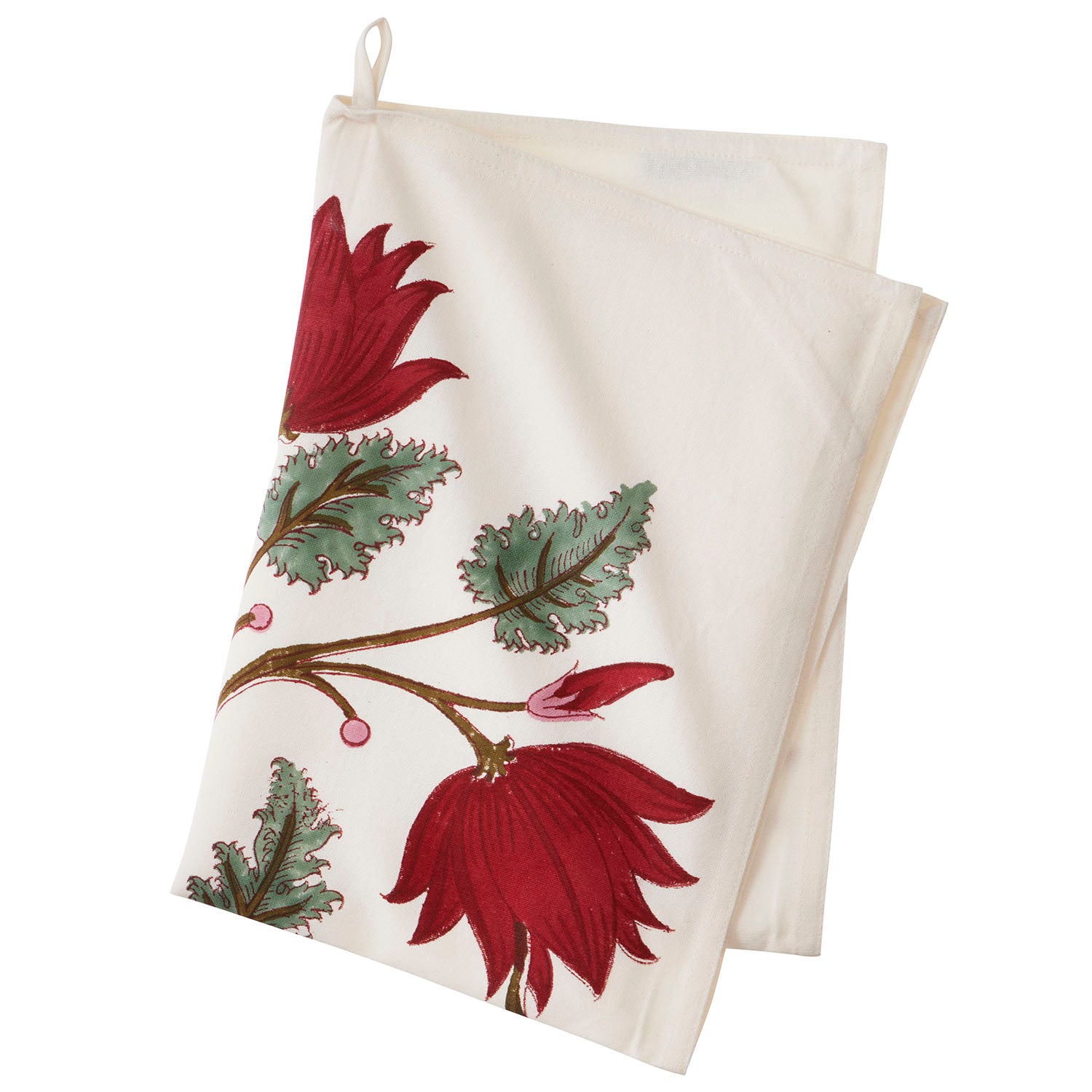 Bungalow kjøkkenhandkle Flora Scarlet, 50x70
