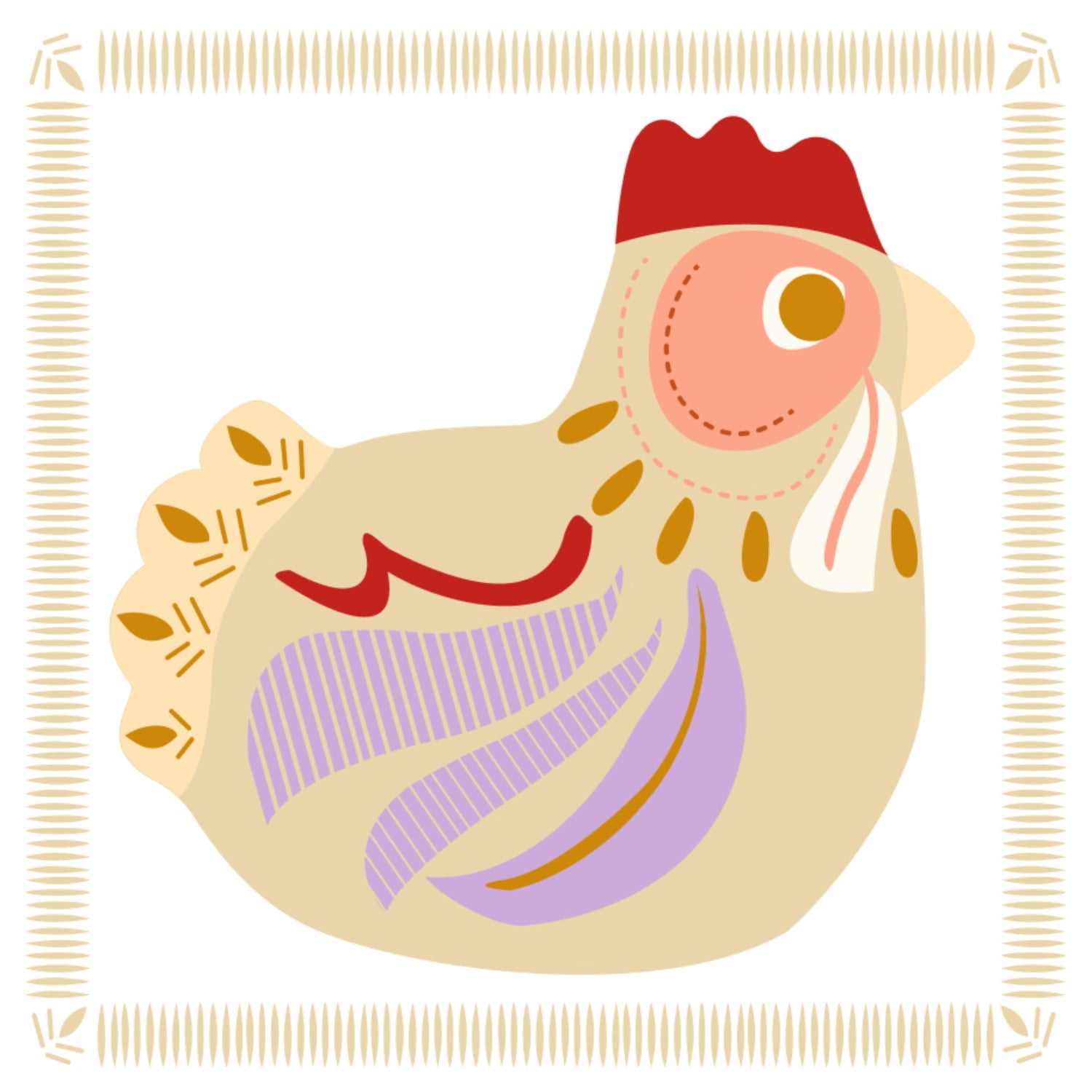 Bungalow Chicken Lilac serviettar, 12,5x12,5