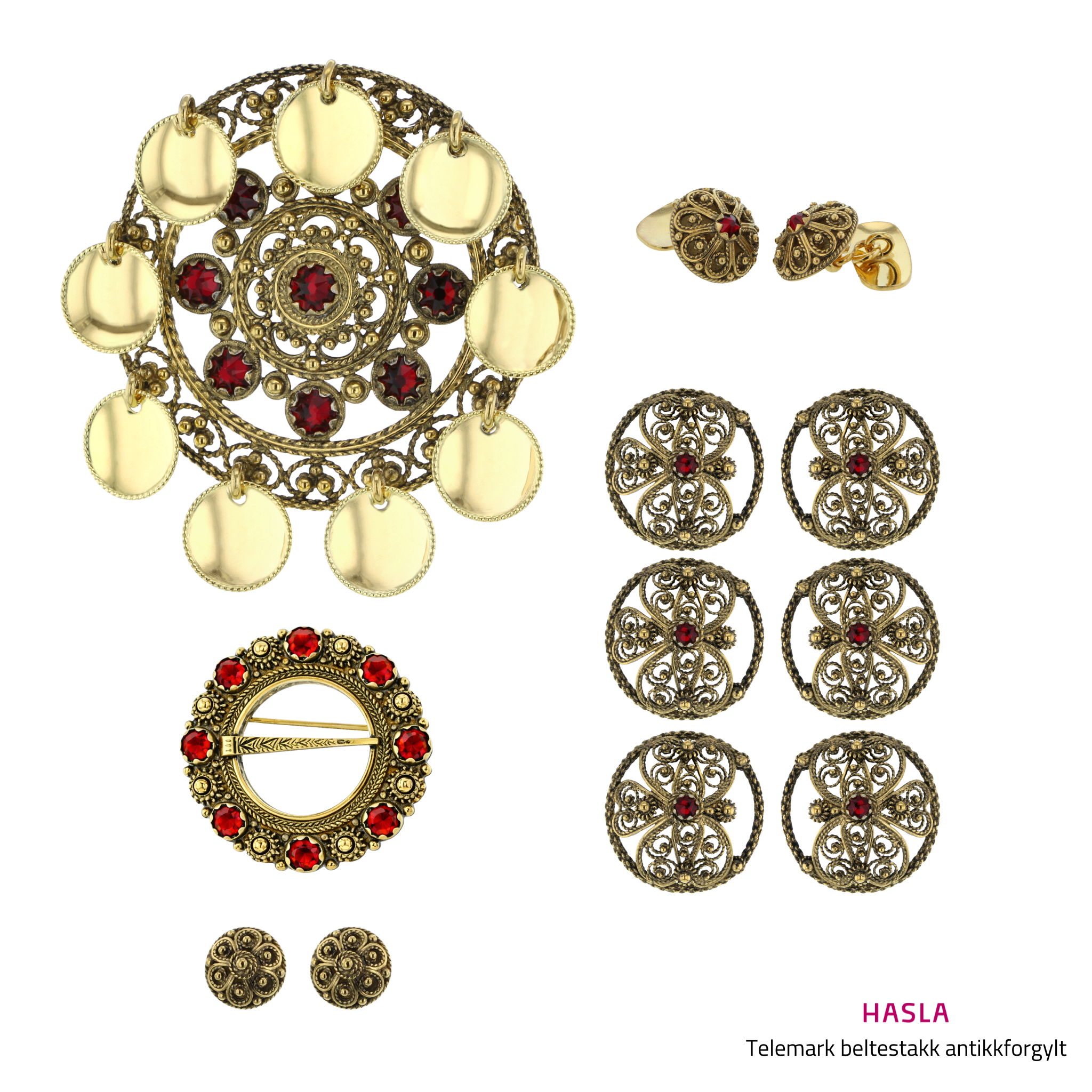 Bunadsølvpakke Telemark beltestakk, antikkforgylt