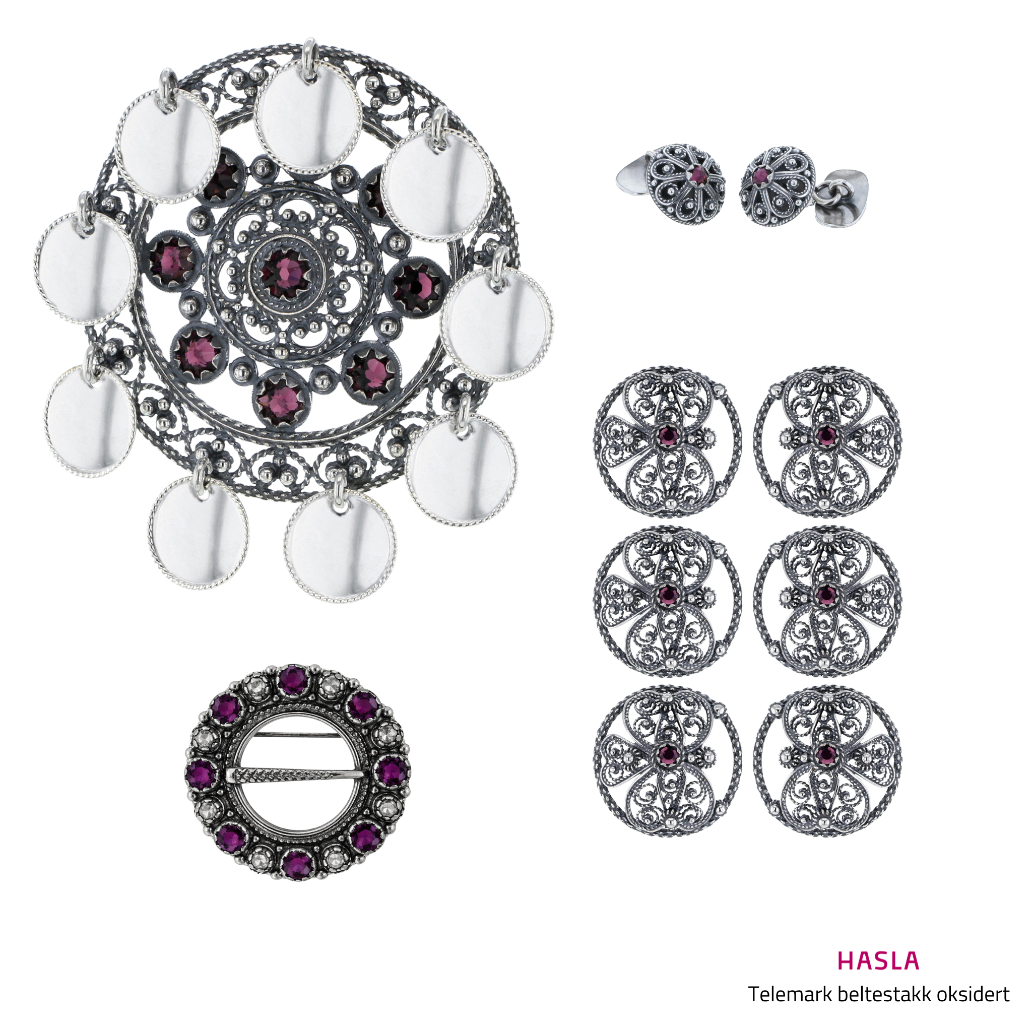 Bunadsølvpakke Telemark beltestakk, oksidert/sølv