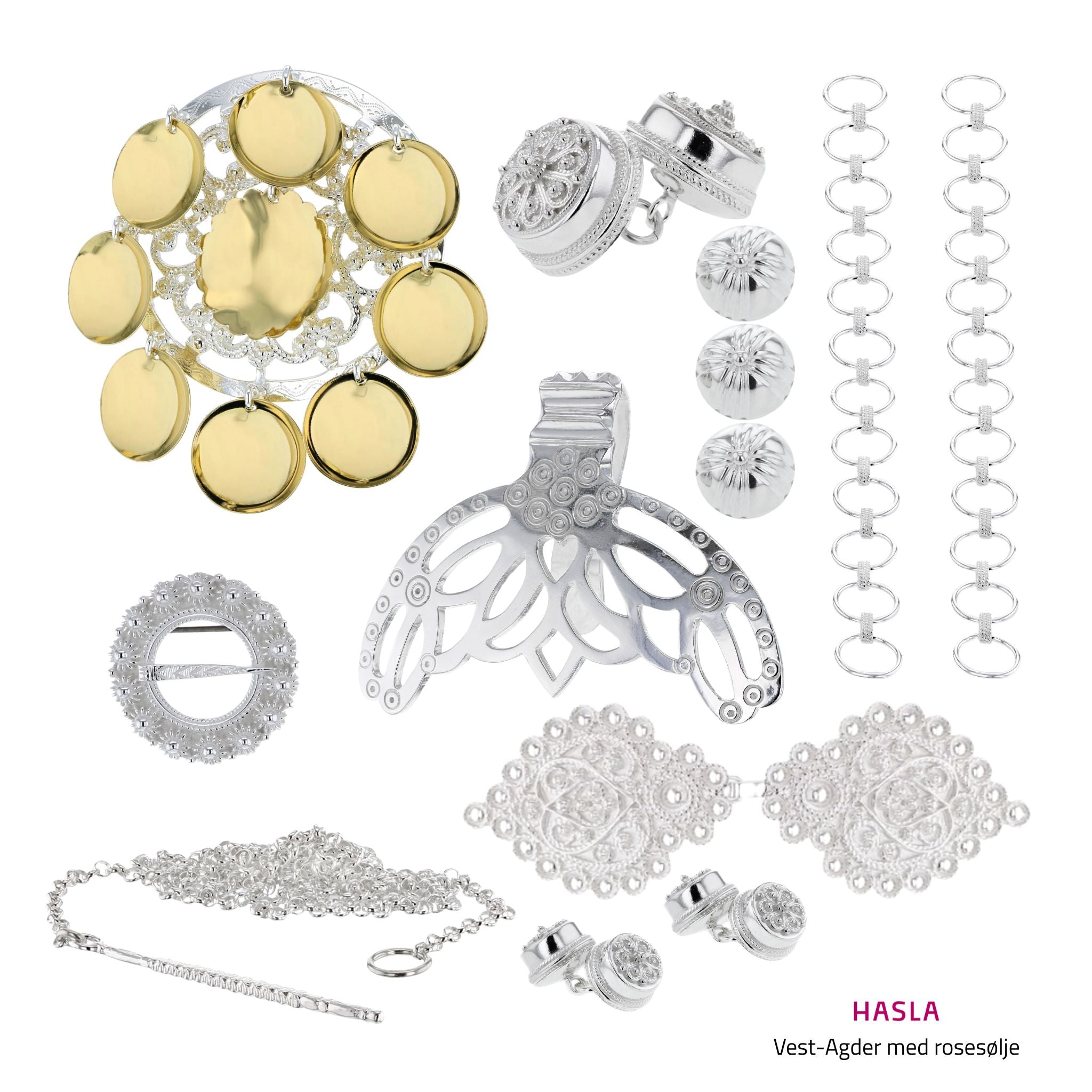 Bunadsølvpakke Vest-Agder med rosesølje