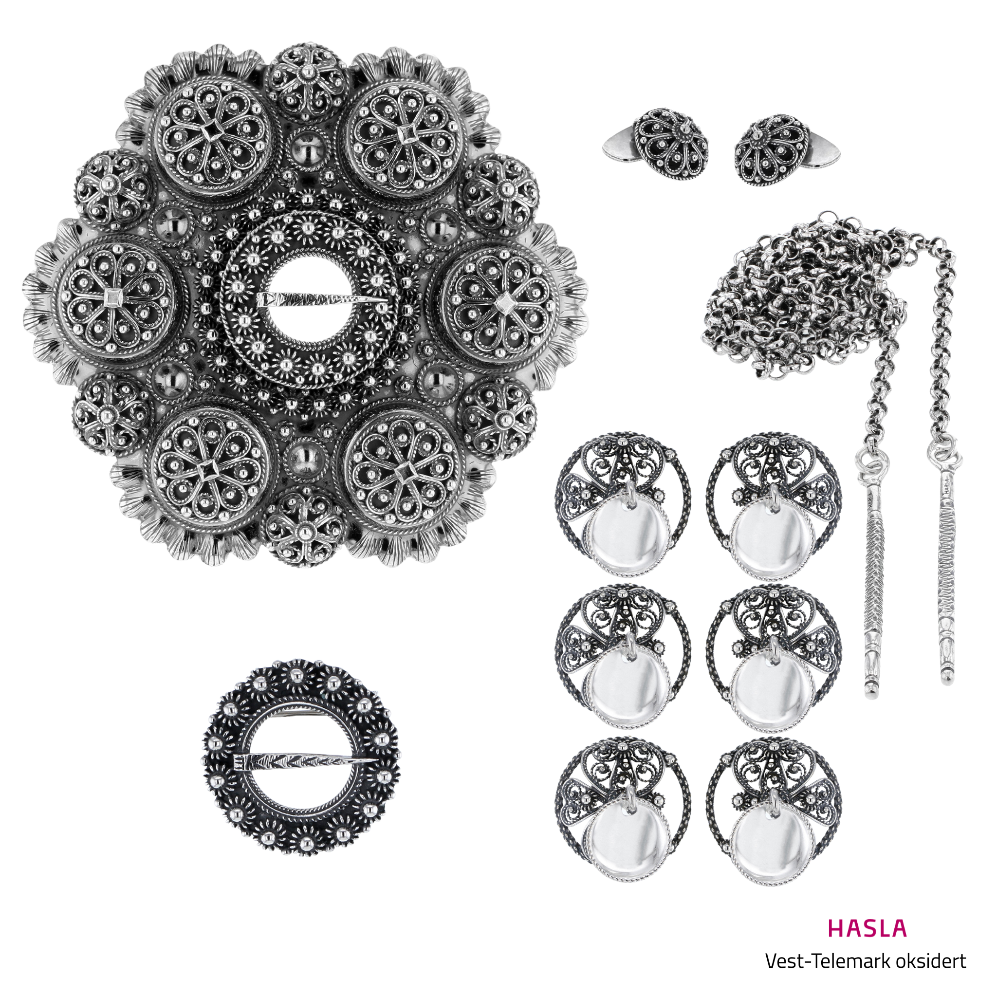 Bunadsølvpakke Vest-Telemark, oksidert